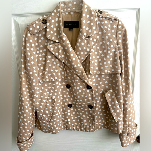 ANN TAYLOR  POLKA DOT SWING DESIGN JACKET TWO POCKET DOUBLE BREASTED SZ S - Picture 2 of 11